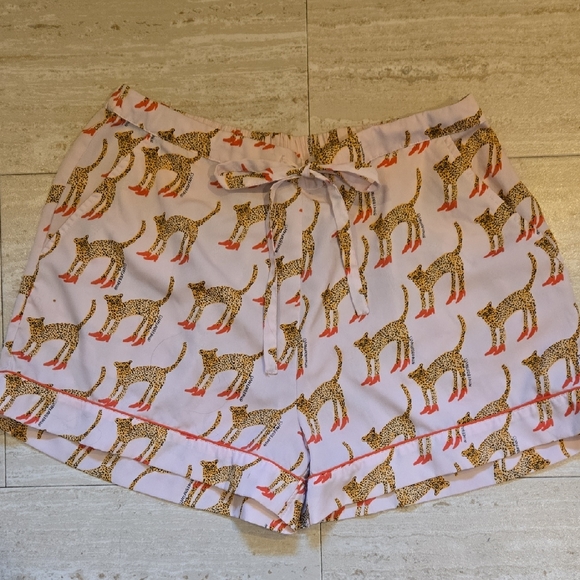 Bouffants And Broken Hearts Pants - Bouffants & Broken Hearts Pink Animal Print Drawstring Shorts